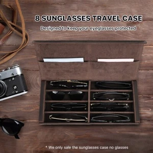 8 Sunglasses Travel Case Retro Leather Holder Box for Sunglasses Storage - Picture 1 of 8