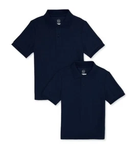 Boys School Uniform Pique Polo Shirts with Short Sleeves, 2-Pack Size L - Picture 1 of 3