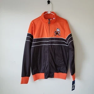 Cleveland Browns Full-Zip Track Jacket Mens Small STARTER Orange Elf Logo NFL - Picture 1 of 15