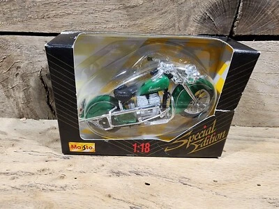 1997 Maisto Special Edition Green 1942 Indian 442 Motorcycle 1:18 - Image 1 of 4