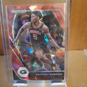 2021 Prizm Draft Picks Anthony Edwards #65 Red Cracked Ice Prizm Timberwolves 