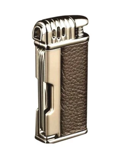 Leather Tobacco Pipe Lighter & Czech Tool - All in One - Soft Flame (Dark Brown) - Picture 1 of 3