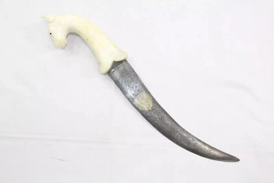 Dagger Knife Gold Koftgiri Damascus Blade Horse Face Handle 14 inches Z 6 - Image 1 of 4