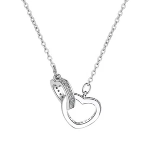 Kristall Liebe Herz Anhänger Weißgold Silber Halskette Damen Schmuck Geschenk UK - Bild 1 von 5