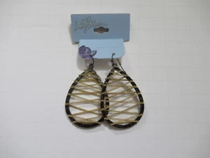 Libby Edelman ladies black/gold hoop earrings with chain accents NEW with tags - Picture 1 of 3