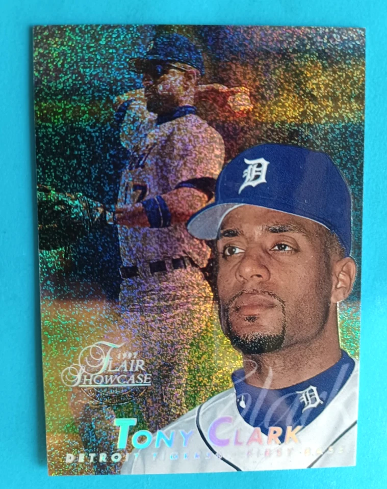 1997 FLAIR SHOWCASE TONY CLARK #173 ROW 0 PARALLEL DETROIT TIGERS - Image 1 of 3