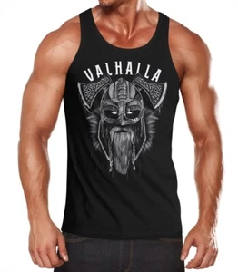 Camiseta sin mangas para hombre estampado Valhalla casco vikingo Vikingo Odín guerrero camisa muscular - Imagen 1 de 3