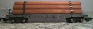 VINTAGE AMERICAN FLYER S SCALE DIECAST METAL FLAT CAR WITH WOOD LOG LOAD EXCELLE - Picture 1 of 6