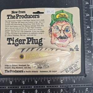 Nuevo Enchufe Tiger Vintage The Producers No. 4 señuelos de pesca ¿prisma de hueso nuevo en paquete? - Imagen 1 de 6