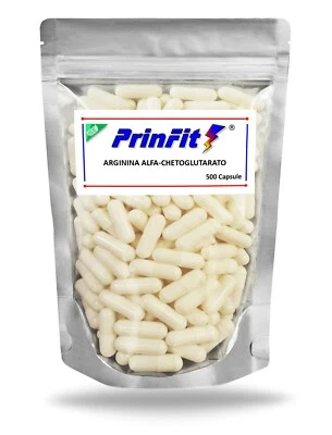 Arginina e AKG - 500 Capsule Ossido Nitrico Vigore Sessuale e Erezione - PrinFit