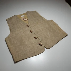 Melgio Moda D'Italia Waistcoat Mens XL Beige Tweed w/ Gold Silk Contrast Western - Picture 1 of 13