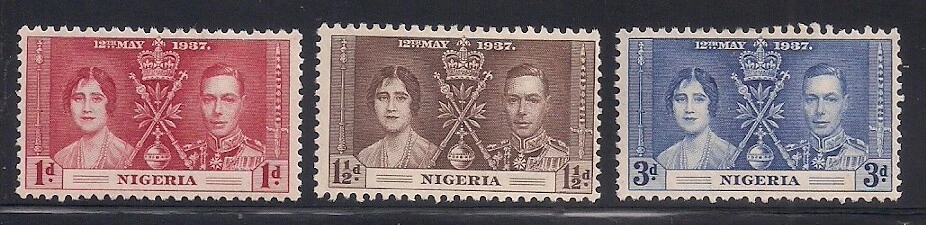 Nigeria 1937 Sc # 50-52 Coronación Edición MLH (5030) Foto 1 de 1