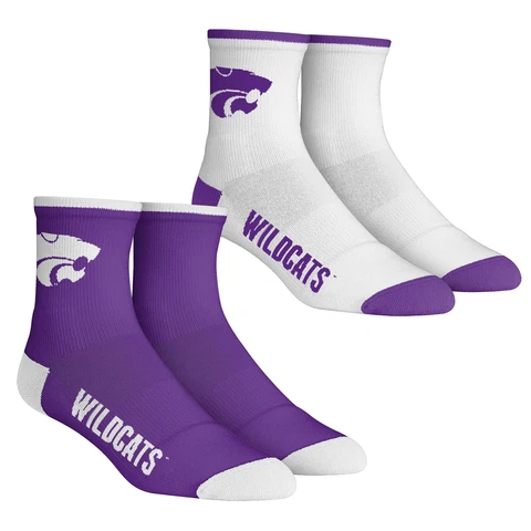 Youth Rock Em Socks Kansas State Wildcats Core Team 2-Pack Quarter Length Sock Cover