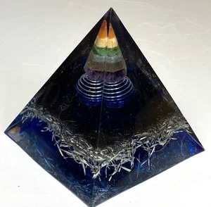 Chakra Point Orgonite Pyramid 3.75 inch (94mm) 12.6 oz Made in USA - Picture 1 of 6
