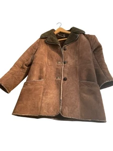 womens real sheepskin Langmore shearling coat Size 14/16 See Desc - Picture 1 of 11