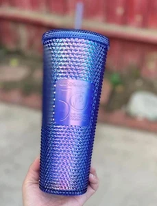 Disney Starbucks 50th Anniversary Venti Studded Tumbler blau lila mit Strohhalm - Bild 1 von 6