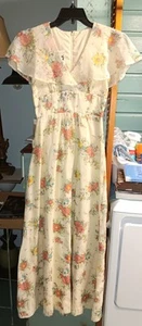Vtg 70's Jody T California Boho Hippi Floral Maxi Dress Sz 3 Rheinauers Florida  - Picture 1 of 6