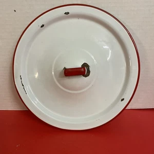 "Tapa de repuesto de esmalte vintage borde rojo blanco granja 9"" OD 7,75"" ID" - Imagen 1 de 3