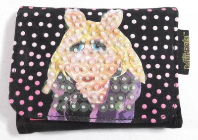Miss Piggy Niñas Cartera Monedero Rosa Negro De Colección Años 80 Muppet Show Jim Henson Foto 1 de 4