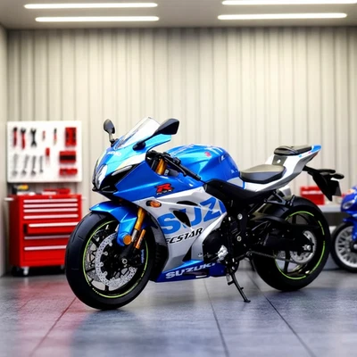 1:12 Suzuki GSX-R1000R Diecast Motorcycle Alloy Model Blue w/ Stand Toy Gift - Image 1 of 4