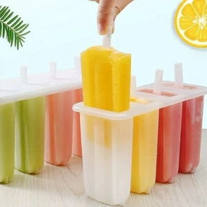 Ice Cream Mold Ice Lolly Cream Mold Popsicles Mold Tray with Stick Set Of 4 - Picture 1 of 6