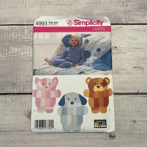 Simplicity 4993 Sewing Pattern Dog Bear Cat Rag Quilt Throw Wall Hanging Blanket - Picture 1 of 3