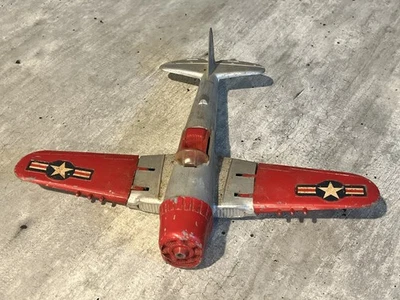 Antique Hubley P-47 U.S. WWII Thunderbolt Fighter Plane Toy Wheels & Wings Fold - Image 1 of 4