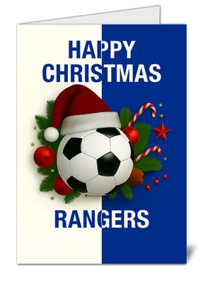 UK WIDE PRINT High Quality Rangers Fan Christmas Card - Football Themed Christmas Card