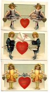3 postales vintage de San Valentín, niños con corazón, pub de arte internacional - Imagen 1 de 2