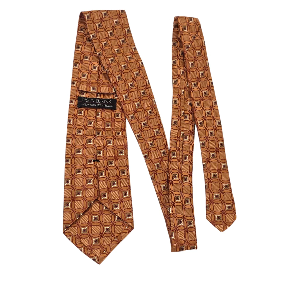 Corbata Jos A Bank 7 pliegues colección firma hombre naranja floral bordada Foto 1 de 4