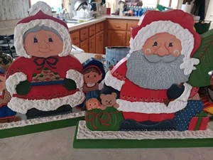 Holz Weihnachtsmann & Frau Claus Regal Deko - Bild 1 von 8