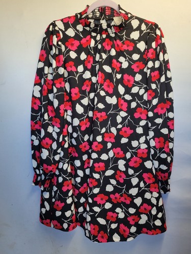 Abito Kate Spade Vintage Fleur Crepe Floreale Finto Collo Mini Cambio Designer Taglia S