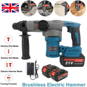 2Battery Brushless Rotary Hammer Drill Heavy Duty Cordless Electric Impact Drill - Picture 1 of 20