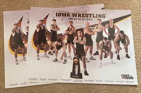 TW0 (2) 2021-2022 IOWA HAWKEYES WRESTLING POSTER *NATIONAL CHAMPS* FREE SHIPPING Cover