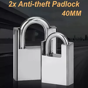 2X HEAVY DUTY PADLOCK ARMOURED SECURITY LOCK WAREHOUSE OUTDOOR SHED 3 KEYS 40MM - Picture 1 of 1
