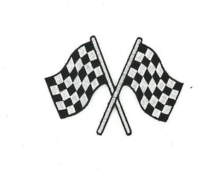 Aufnäher bestickt Rennbiker Motorrad Flagge kariert Rockabilly - Bild 1 von 1