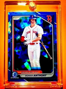 Roman Anthony RARE BLUE CRACKED ICE REFRACTOR ROOKIE CARD BOWMAN CHROME RC MINT! - Picture 1 of 6