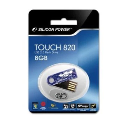 8GB USB DRIVE FLASH STICK PENDRIVE STORAGE DEVICE SILICON POWER TOUCH 820 BLUE - Image 1 of 2