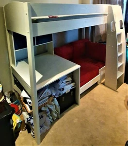 2 Stompa Duo Uno S Highsleeper + Sofa, Fixed Desk, Hutch With Doors & Wardrobes - Picture 1 of 12