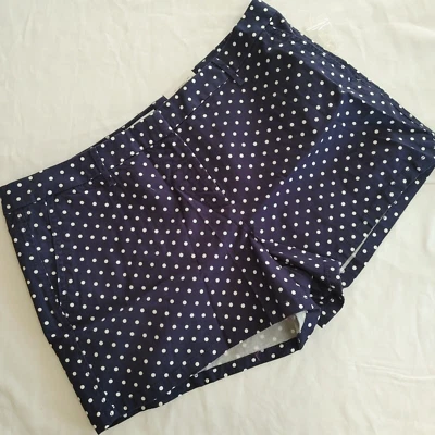 LADIES SIZE 16 --  NAVY & WHITE, POLKA-DOT MID WAIST SHORT -- NEW CLOTHING - Image 1 of 4