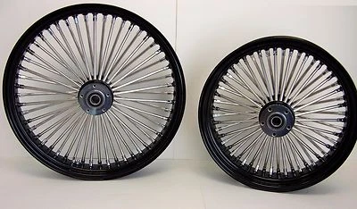 BLACK MAMMOTH 52 FAT SPOKE WHEELS 21x3.5 & 18x5.5 DYNA STREET BOB HARLEY - Image 1 of 2