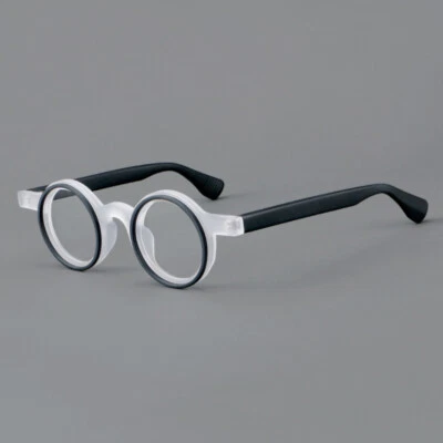 Óculos de grau retrô moda pequena redonda de acetato armações lentes foscas transparentes - Imagem 1 de 4