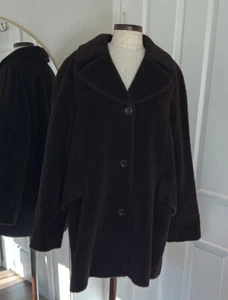 Katherine Kelly Alpaca Blend Teddy Pea Coat Sz 16 Pre Owned - Picture 1 of 14