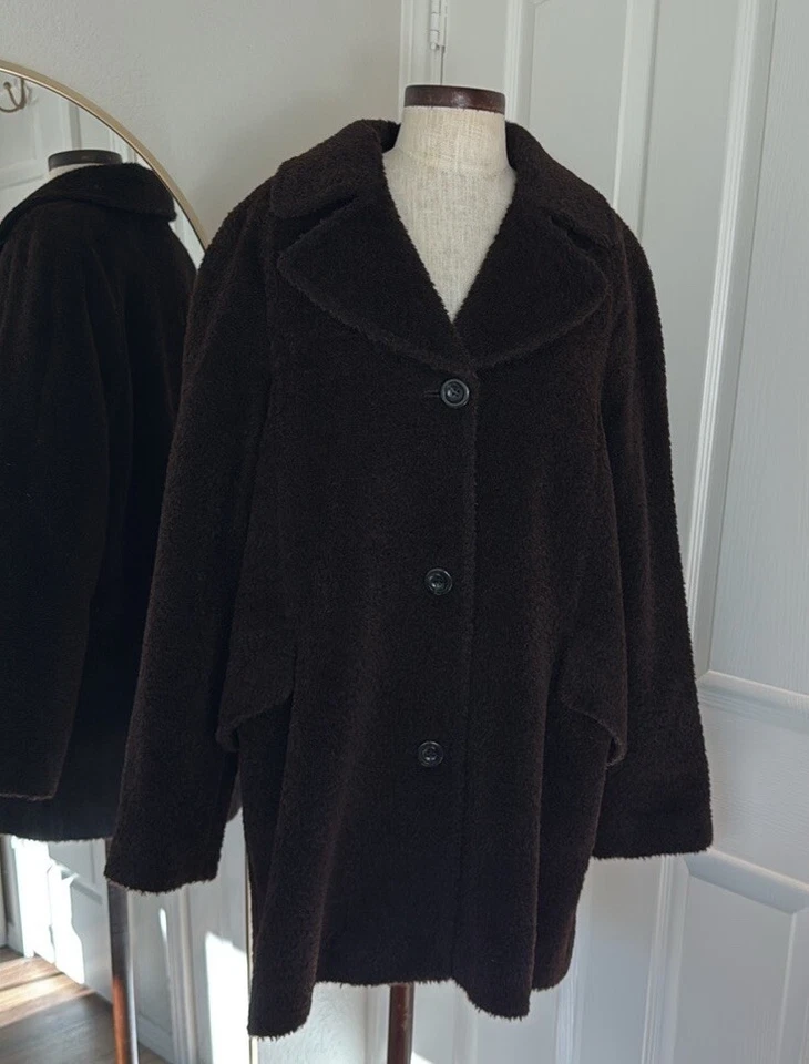 Katherine Kelly Alpaca Blend Teddy Pea Coat Sz 16 Pre Owned  - Image 1 of 4