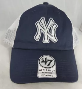 NEW YORK YANKEES Womens '47 Brand Adjustable Snapback Cap Hat GLITZY Clean Up - Picture 1 of 10