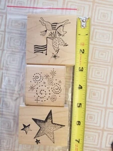 Lot of 3 4th of July Star fireworks handstand horse rubber stamps #96 - Picture 1 of 3