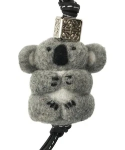 LOEWE Bag Charm Koala Felt & Calfskin Palladium Dies Leather strap Key chainUSED - Picture 1 of 6