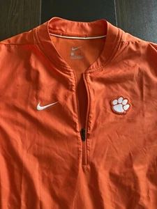 Clemson Tigers Vented Warm-Up Pullover Mens Small Orange Nike 1/4 Zip Football - Picture 1 of 7