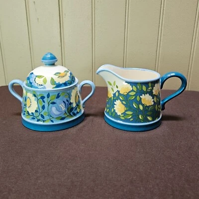 Juego de azúcar y crema Spode Kim Parker Home CHICORY HYMN gres floral azul Foto 1 de 4