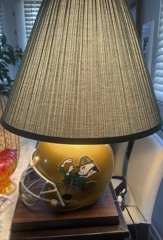 Vintage Notre Dame Fighting Irish Football Helmet Light 70's-80's Green Shade Cover